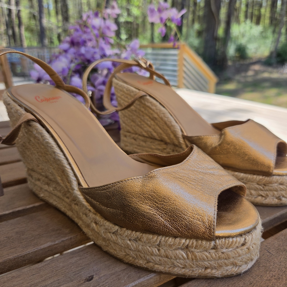 Castaner Metallic Bronze Espadrille Wedge Sandals